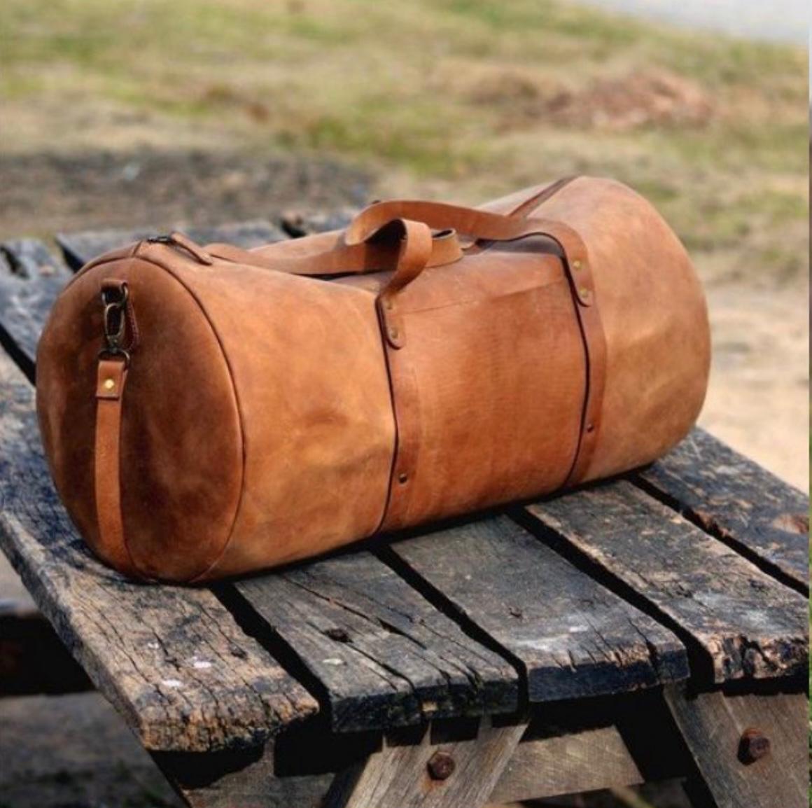 Vintage Genuine Leather Duffle Bag – Handmade Travel Weekender