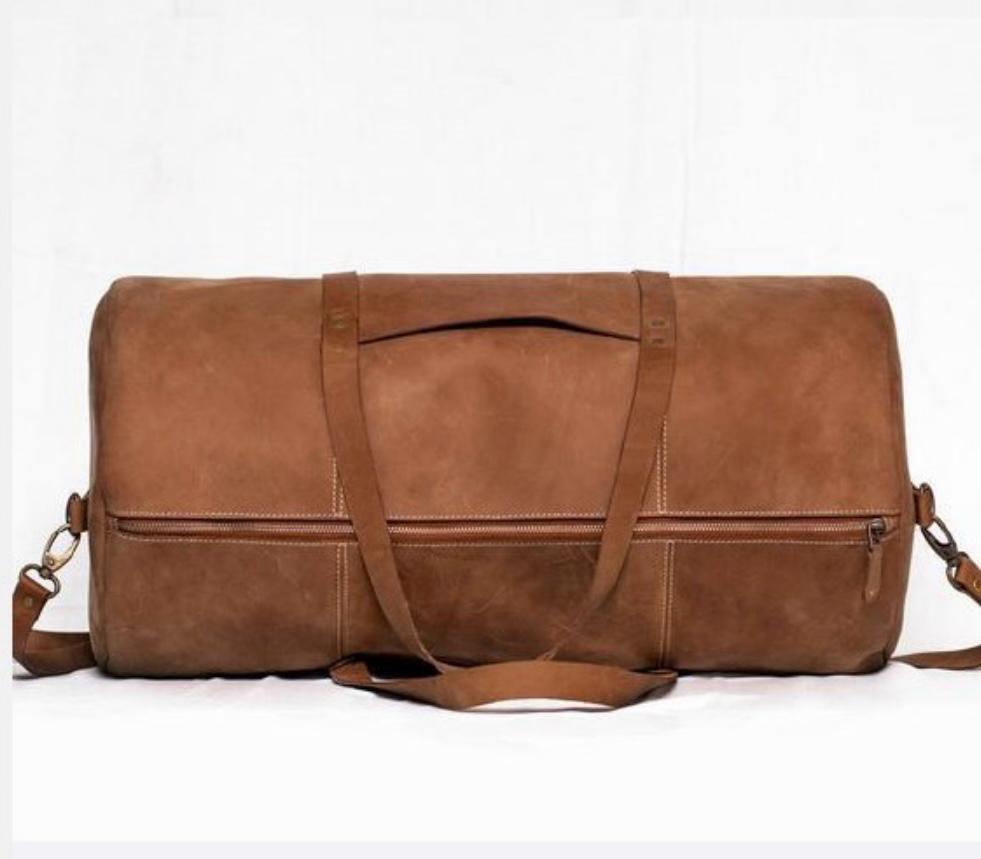 Vintage Genuine Leather Duffle Bag – Handmade Travel Weekender